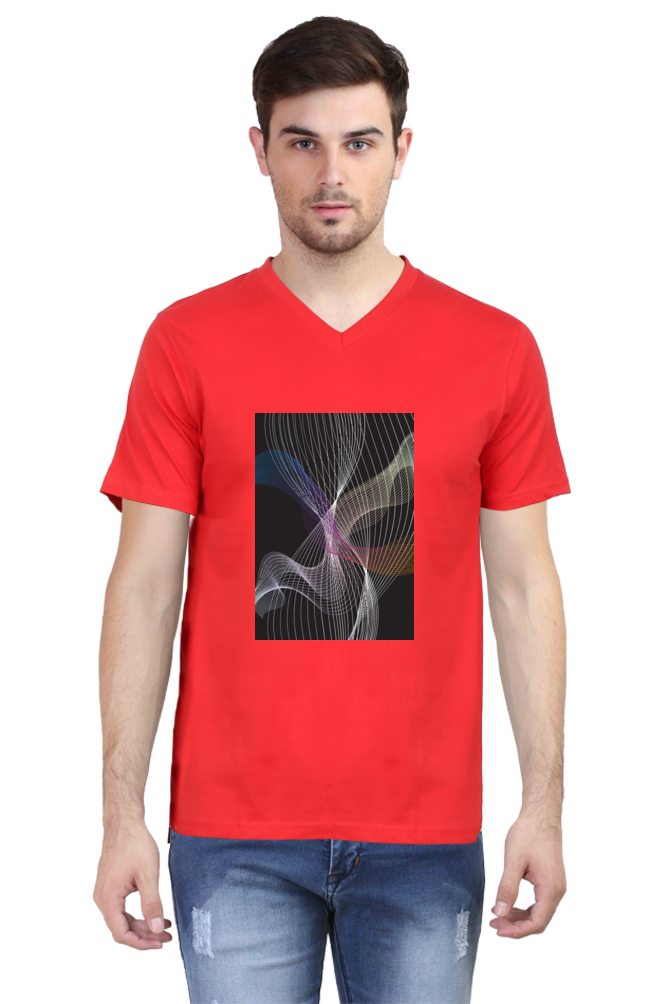 Male Vneck Half Sleeve - 251111Lines&Waves