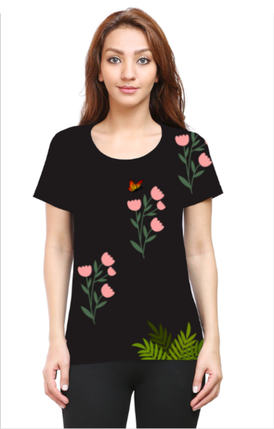 Female AOP Womens TShirt - 251124PinkFlowers