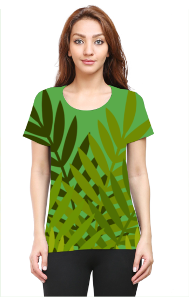 Female AOP Womens TShirt - Leaf Big