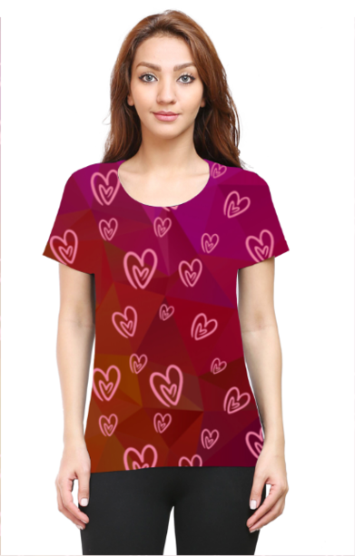 Female AOP Womens TShirt - 251136Hearts