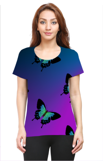 Female AOP Half Sleeve-251135Butterfly