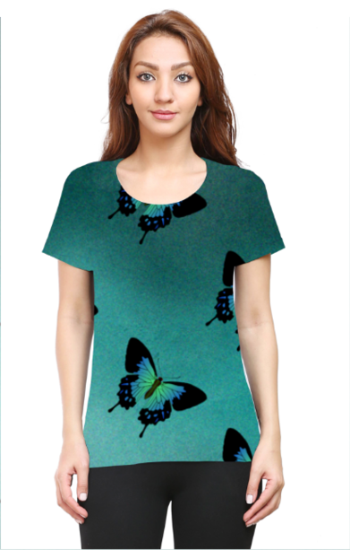 Female AOP Half Sleeve-251134Butterfly