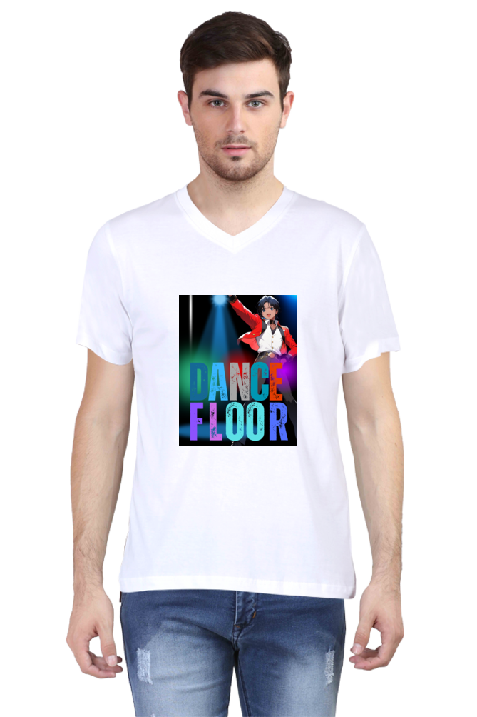 Male V Neck Half Sleeve Dance Floor