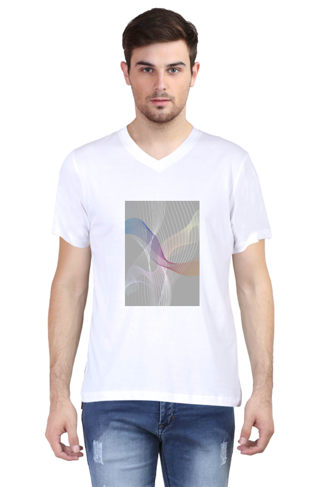 Male Vneck Half Sleeve - 251110Lines&Waves