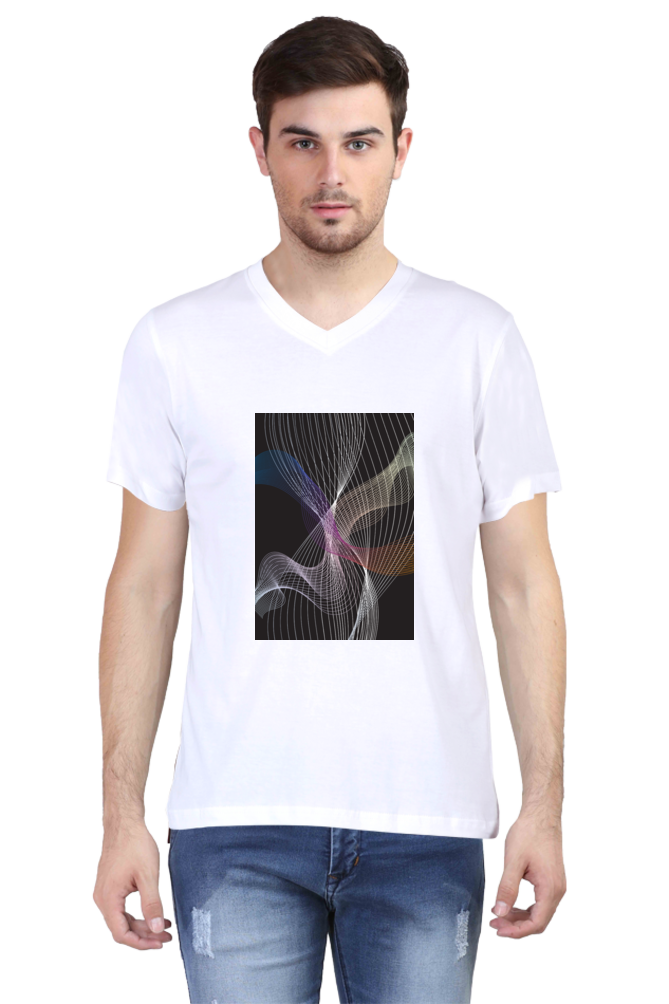 Male Vneck Half Sleeve - 251111Lines&Waves