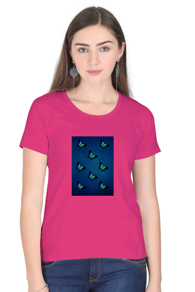 Female Round Neck Half Sleeve-251131Butterfly