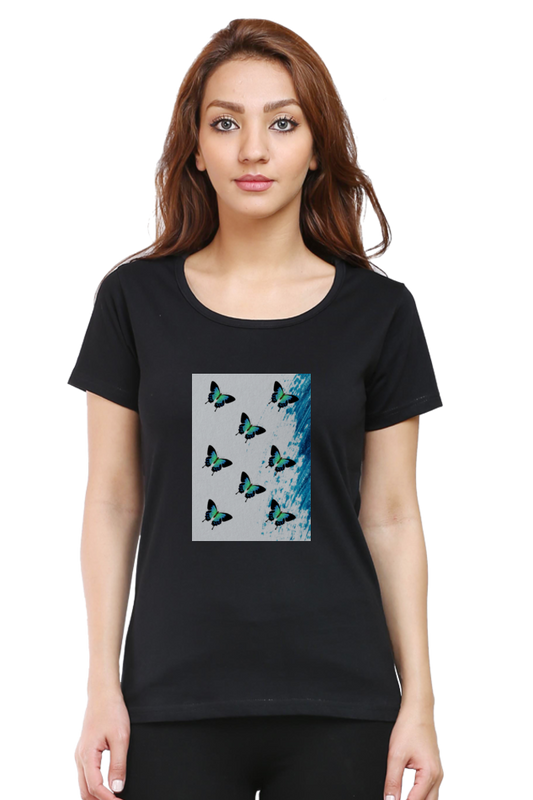 Female Round Neck Half Sleeve-251132Butterfly