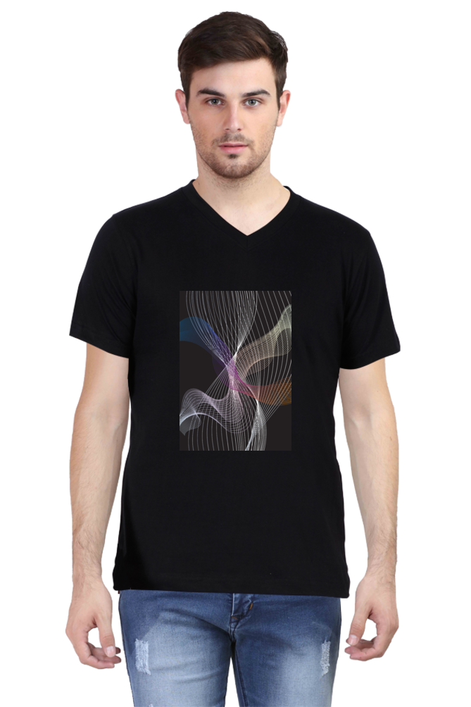 Male Vneck Half Sleeve - 251111Lines&Waves