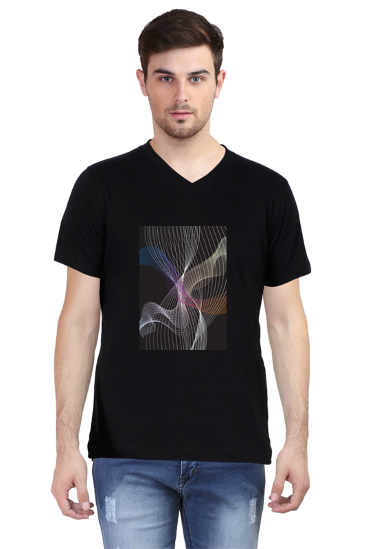 Male Vneck Half Sleeve - 251111Lines&Waves