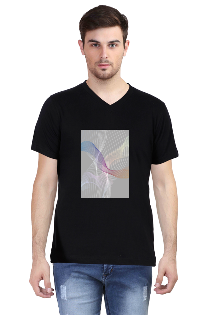 Male Vneck Half Sleeve - 251110Lines&Waves