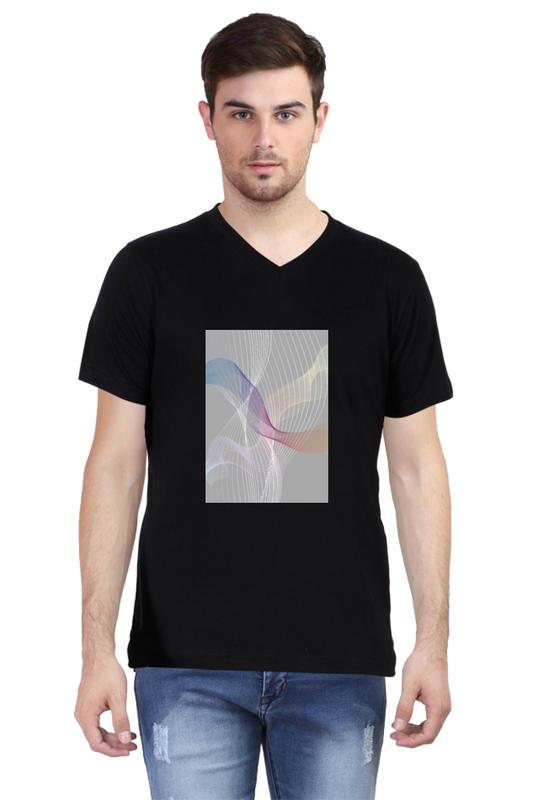 Male Vneck Half Sleeve - 251110Lines&Waves