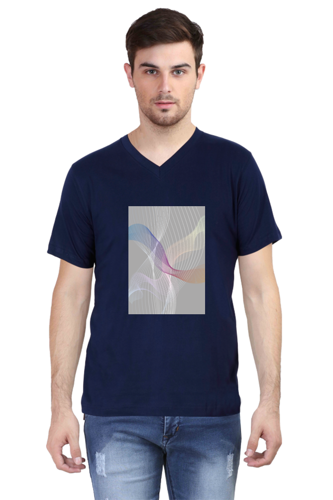 Male Vneck Half Sleeve - 251110Lines&Waves