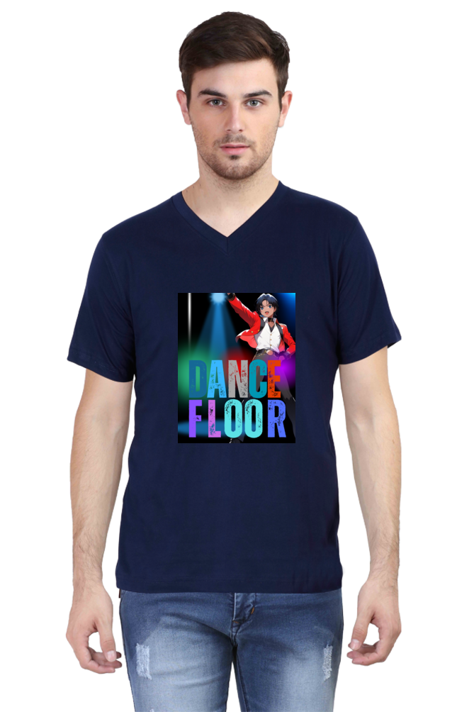 Male V Neck Half Sleeve Dance Floor