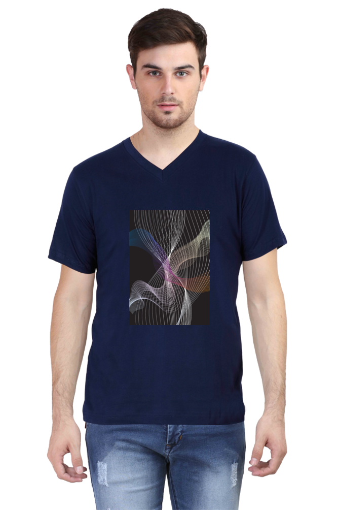 Male Vneck Half Sleeve - 251111Lines&Waves