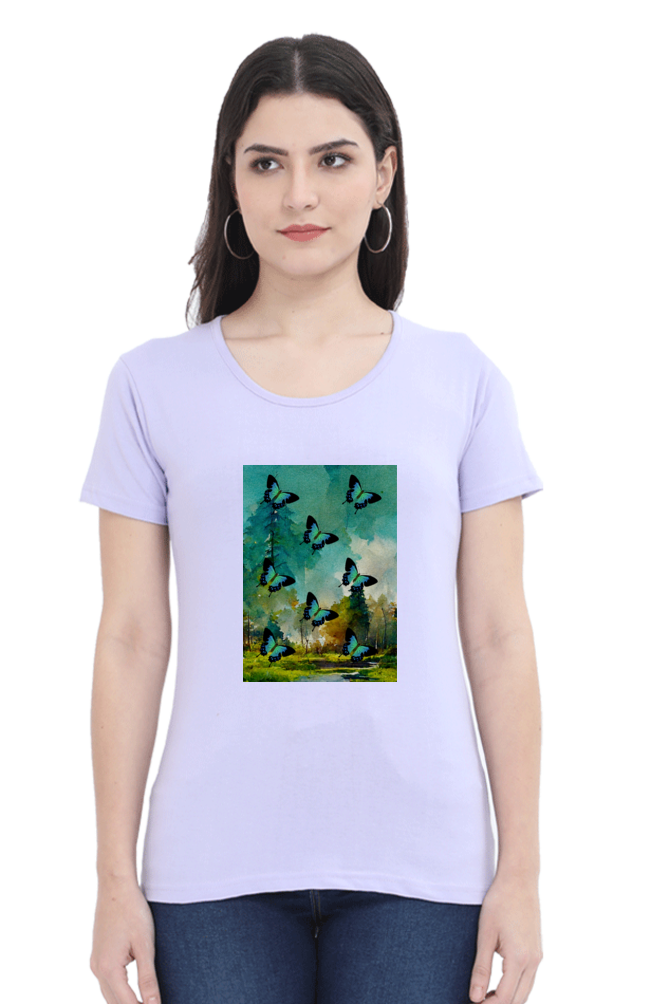 Female Round Neck Half Sleeve-251133Butterfly