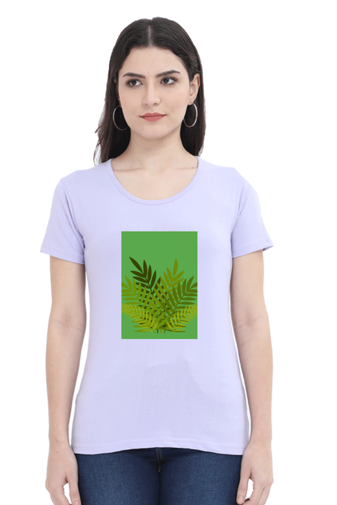 Female Round Neck Half Sleeve Classic- 211129Leaves