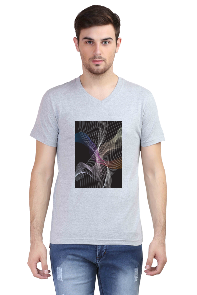 Male Vneck Half Sleeve - 251111Lines&Waves