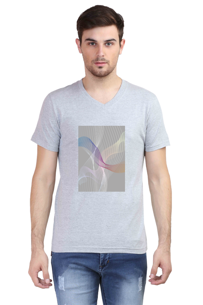 Male Vneck Half Sleeve - 251110Lines&Waves