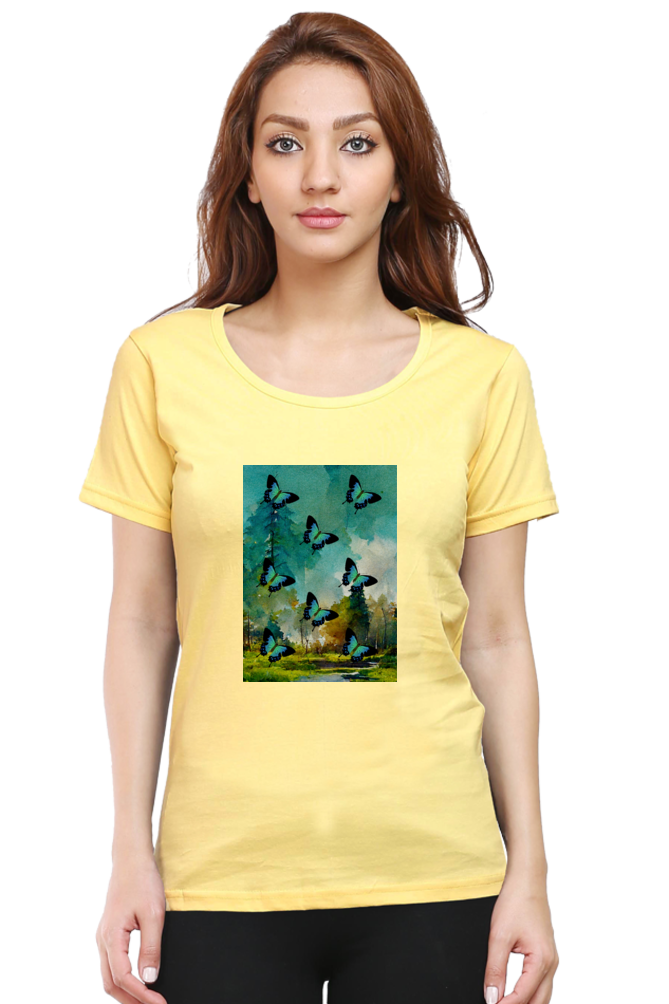 Female Round Neck Half Sleeve-251133Butterfly